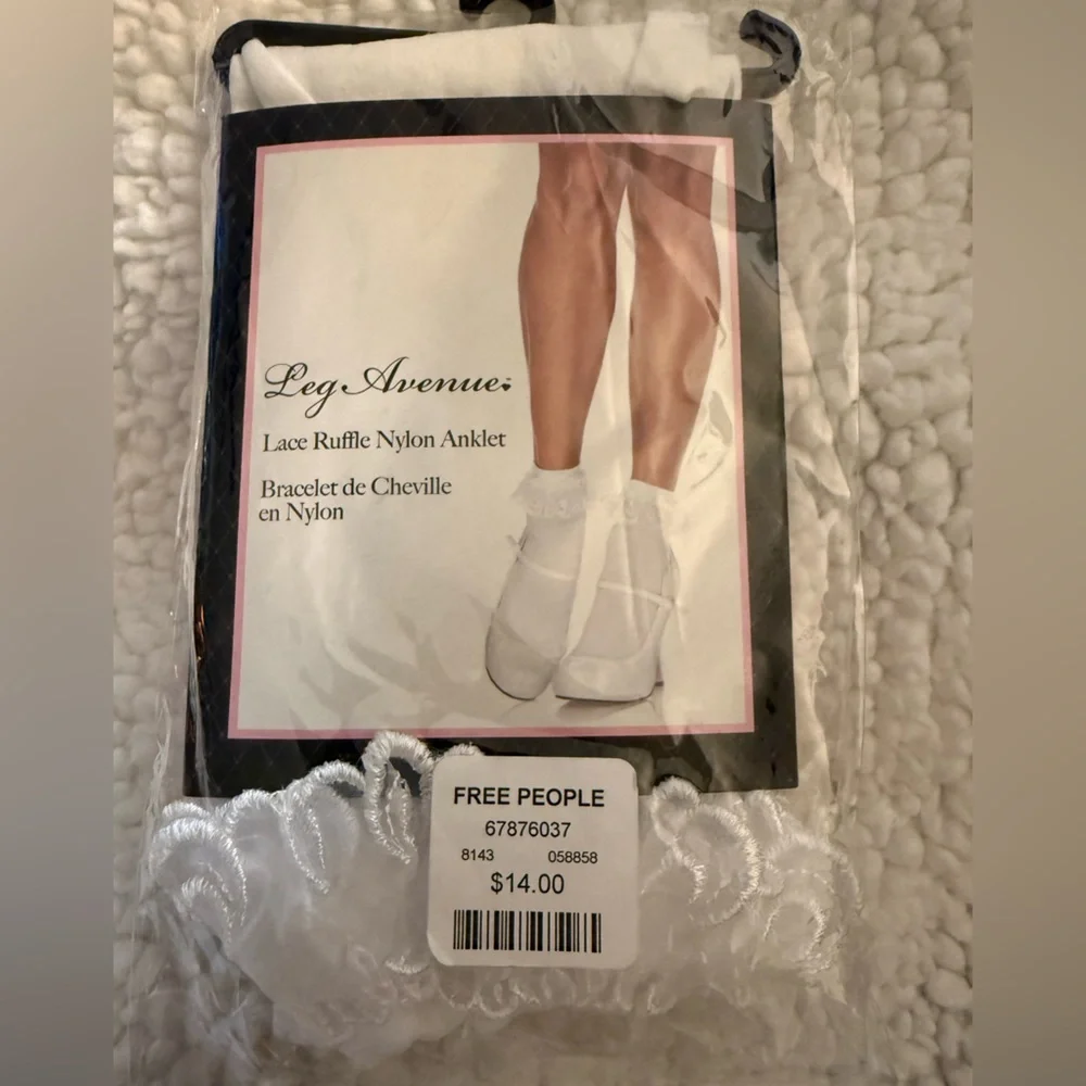 Free People White Lace Ruffle Nylon Anklet